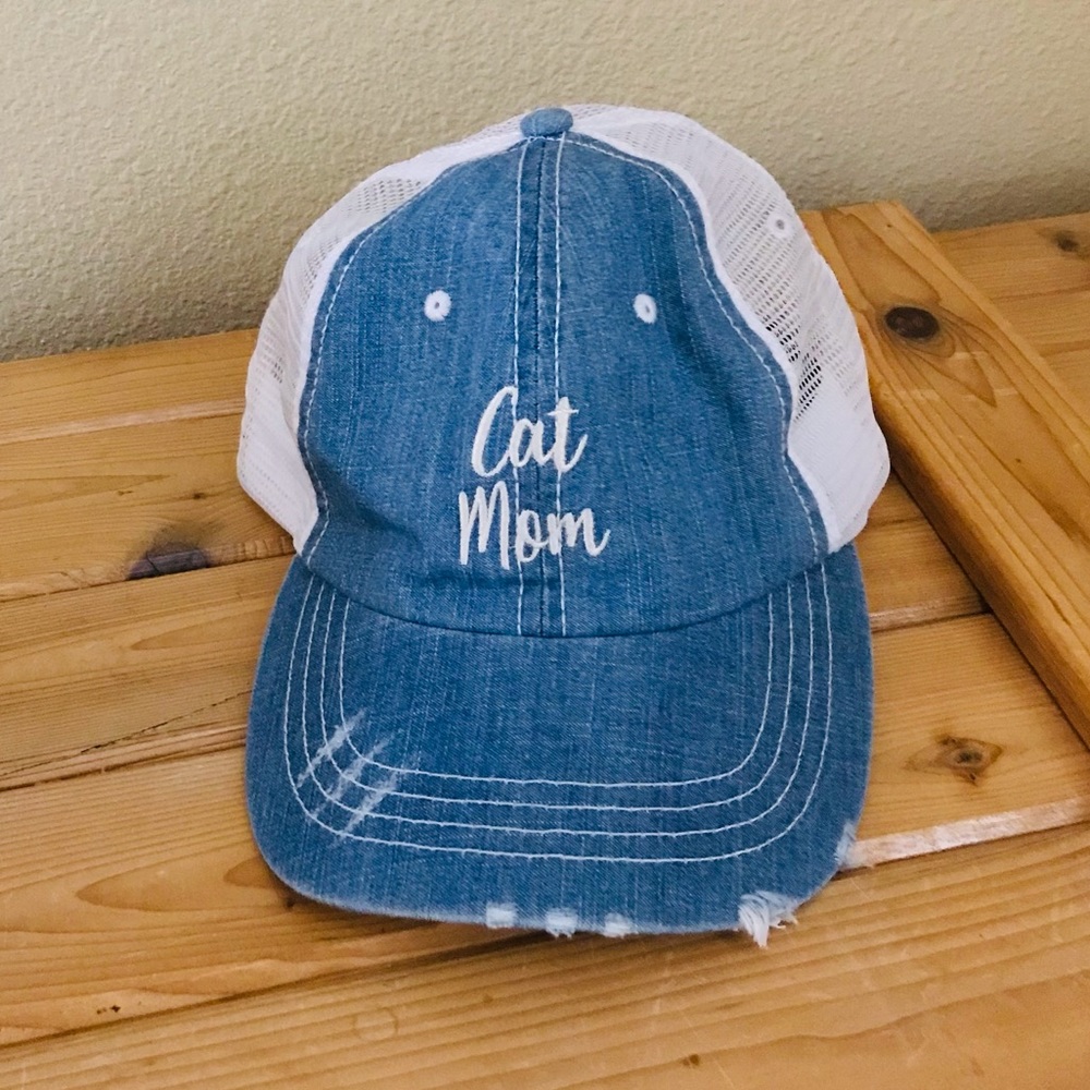 Cat Mom Distressed Trucker Hat